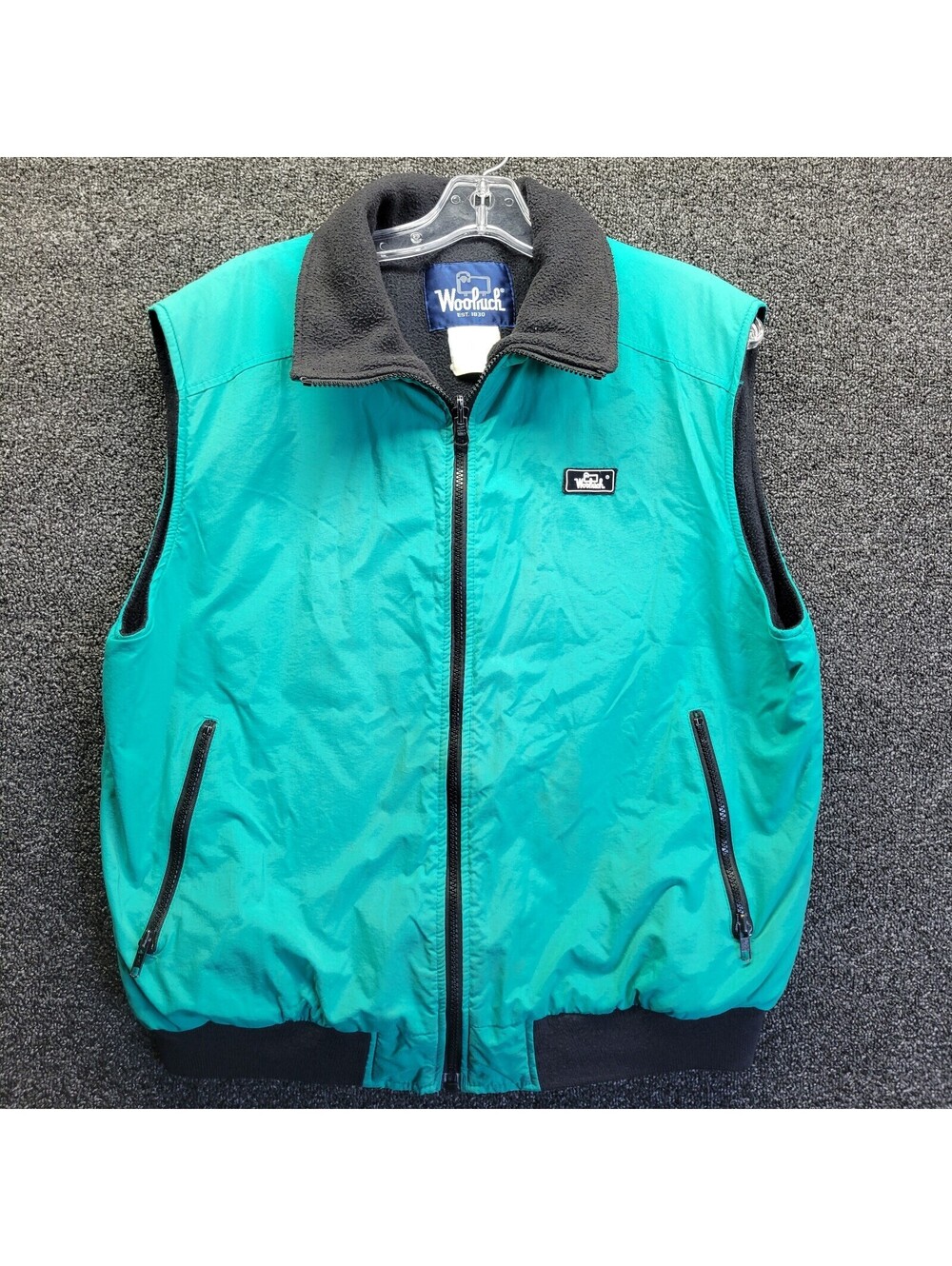 Vtg Men's Sz L Woolrich Fleece Lined Vest Teal (Size estimated)